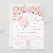 ホットエアバルーンフローラベビーシャワーガールシルバー 招待状 (正面)