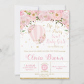 ホットエアバルーンフローラベビーシャワーツインガールズ 招待状 (正面)