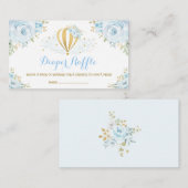 ホットエアバルーンブルー金ゴールドフローラおむつラッフル エンクロージャーカード (正面/裏面)