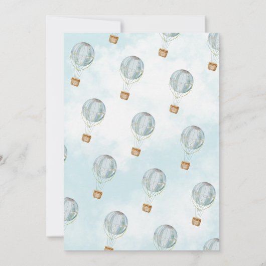 ホットエアバルーンブルー1st誕生日招待状 招待状 (裏面)