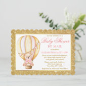 ホットエアバルーンベアグリッターピンクシャワーbyメール 招待状 (スタンド正面)