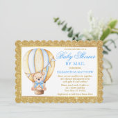 ホットエアバルーンベアグリッターブルーシャワーバイメール 招待状 (スタンド正面)