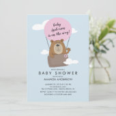 ホットエアバルーンベアーガールズベビーシャワー招待状 招待状 (スタンド正面)