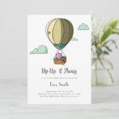 ホットエアバルーンベアーガールピンク赤ちゃんシャワー 招待状 (スタンド正面)