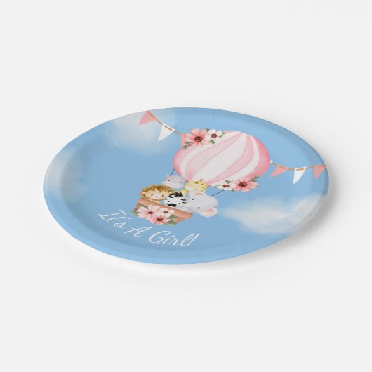 ホットエアバルーンベビーガールシャワー紙プレート ペーパープレート (アングル)