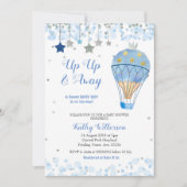 ホットエアバルーンベビーシャワーグリッターブルースター 招待状 (正面)