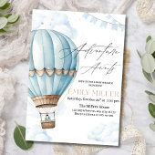 ホットエアバルーンベビーシャワー招待状、ブルーボーイベビー 招待状