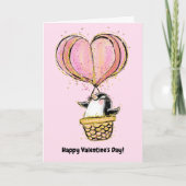 ホットエアバルーンペンギンハッピーバレンタインデー カード (正面)