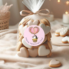 ホットエアバルーンペンギンハッピーバレンタインデー ラウンドシール