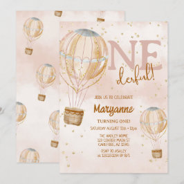 ホットエアバルーンボホ1st誕生日 招待状