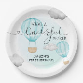 ホットエアバルーンボーイズ最初の誕生日 ペーパープレート (正面)