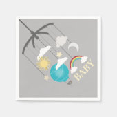 ホットエアバルーンボーイモダンベビーシャワーナプキン スタンダードカクテルナプキン (正面)