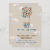 ホットエアバルーンボーイ1st誕生日招待状 招待状 (正面/裏面)