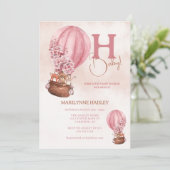 ホットエアバルーンボーホピンクベビーシャワー 招待状 (スタンド正面)