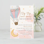 ホットエアバルーンムーンスターズ女の子ベビーシャワー 招待状 (スタンド正面)