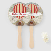 ホットエアバルーンヴィンテージアドベンチャーベビーシャワー ハンドファン (正面&裏面)