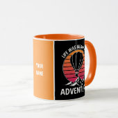 ホットエアバルーンヴィンテージレトロサンセットアドベンチャー マグカップ (正面右)