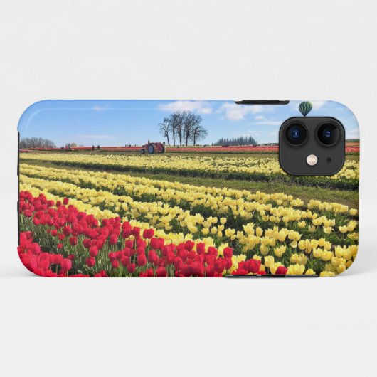 ホットエアバルーン付き赤と黄色のチューリップフィールド Case-Mate iPhoneケース (裏面(横))