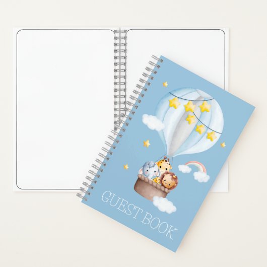 ホットエアバルーン動物男の赤ちゃんベビーシャワーゲスト ノートブック (内側)