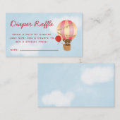 ホットエアバルーン女の子ベビーシャワーおむつラッフル エンクロージャーカード (正面/裏面)