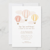 ホットエアバルーン女の子旅行ベビーシャワー招待 招待状 (正面)