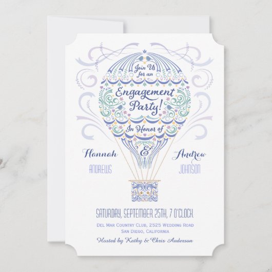 ホットエアバルーン婚約パーティ招待状II 招待状 (正面)
