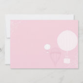 ホットエアバルーン柔らかいピンクの赤ちゃん女の子ベビーシャワー 招待状 (裏面)