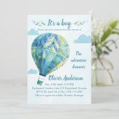 ホットエアバルーン男の子ベイビーシャワー招待状 招待状 (スタンド正面)