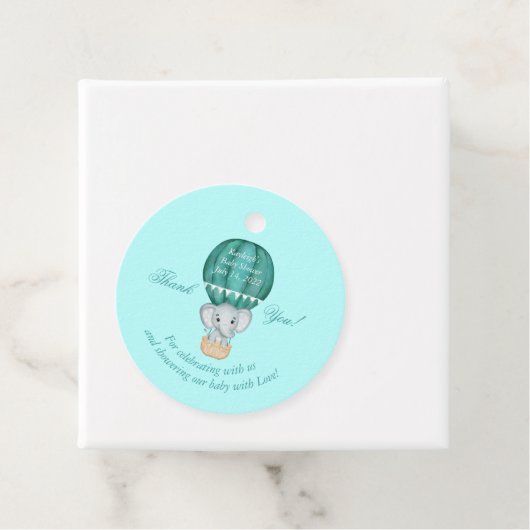 ホットエアバルーン男の赤ちゃんゾウ赤ちゃんシャワー フェイバータグ (インサイチュ)