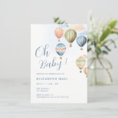 ホットエアバルーン男の赤ちゃんベビーシャワー招待状 招待状 (スタンド正面)