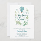 ホットエアバルーン男の赤ちゃんベビーシャワー 招待状 (正面)
