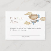 ホットエアバルーン白ベビーシャワーおむつラッフル エンクロージャーカード (正面)