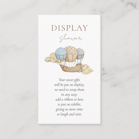 ホットエアバルーン白ベビーシャワー表示シャワー エンクロージャーカード (正面)
