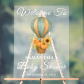 ホットエアバルーン秋ベビーシャワーウェルカムフロステッド アクリルサイン (ニュートラル)
