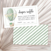 ホットエアバルーン緑の赤ちゃんシャワーおむつラッフルエン エンクロージャーカード