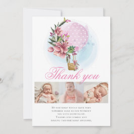 ホットエアバルーン誕生日フォトコラージュありがとう サンキューカード