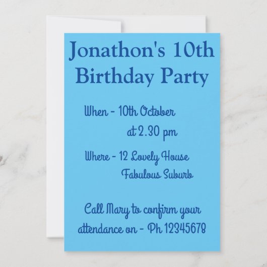 ホットエアバルーン誕生日子供ボーイズ招待状 招待状 (裏面)