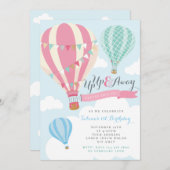 ホットエアバルーン誕生日招待状 招待状 (正面/裏面)
