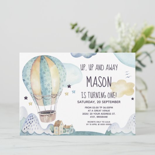 ホットエアバルーン誕生日招待状 招待状 (スタンド正面)