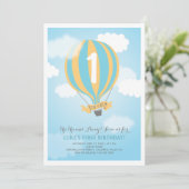 ホットエアバルーン誕生日男の赤ちゃんパーティー招待状 招待状 (スタンド正面)