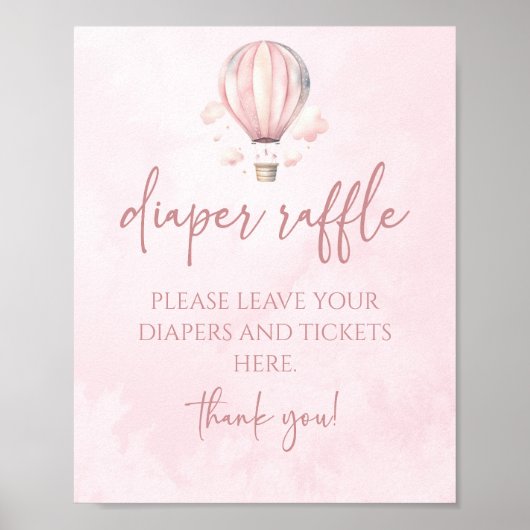 ホットエアバルーン赤ちゃんシャワーおむつラッフルサイン ポスター (正面)
