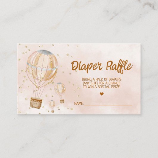 ホットエアバルーン赤ちゃんシャワーおむつラッフルチケット エンクロージャーカード (正面)