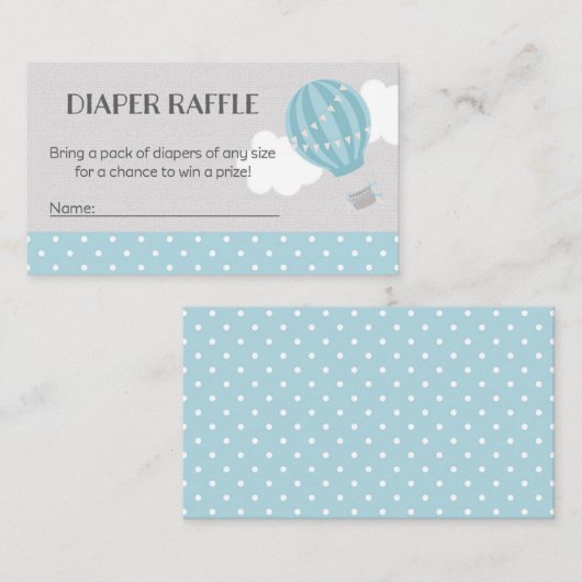 ホットエアバルーン赤ちゃんシャワーおむつラッフルチケット エンクロージャーカード (正面/裏面)