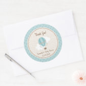 ホットエアバルーン赤ちゃんシャワーステッカーブルー ラウンドシール (封筒)