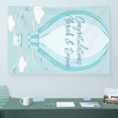 ホットエアバルーン赤ちゃんシャワーブルー 横断幕 (トレードショー)