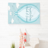 ホットエアバルーン赤ちゃんシャワーブルー 横断幕 (インサイチュ)