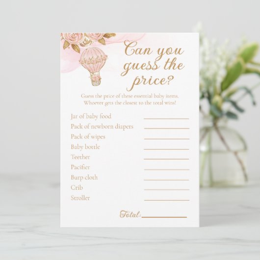 ホットエアバルーン赤ちゃんシャワー推定価格活動 招待状 (スタンド正面)