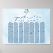 ホットエアバルーン赤ちゃんシャワー期日カレンダーのサイン ポスター (正面)
