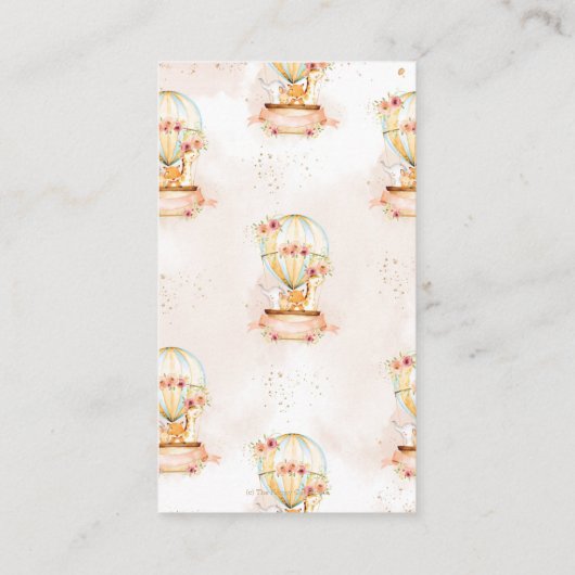 ホットエアバルーン赤ちゃん動物シャワーおむつラッフル エンクロージャーカード (裏面)