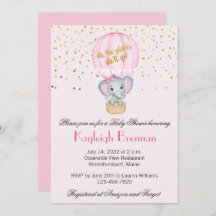 ホットエアバルーン赤ちゃん女の子ゾウ赤ちゃんシャワー